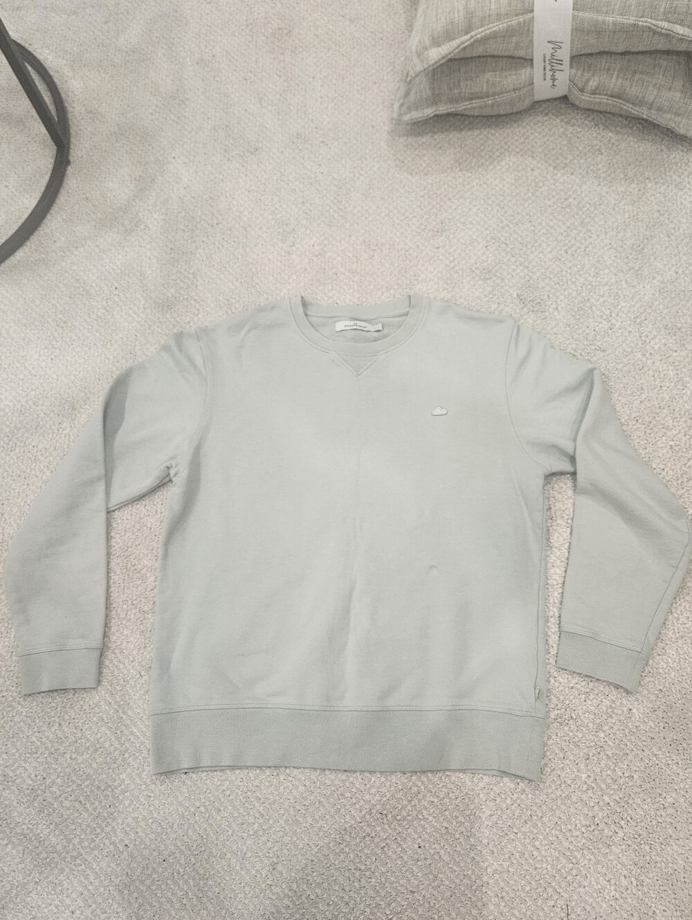 THE GOODPEOPLE Liam Sweater Pale Mint Blue 100% Cotton Large